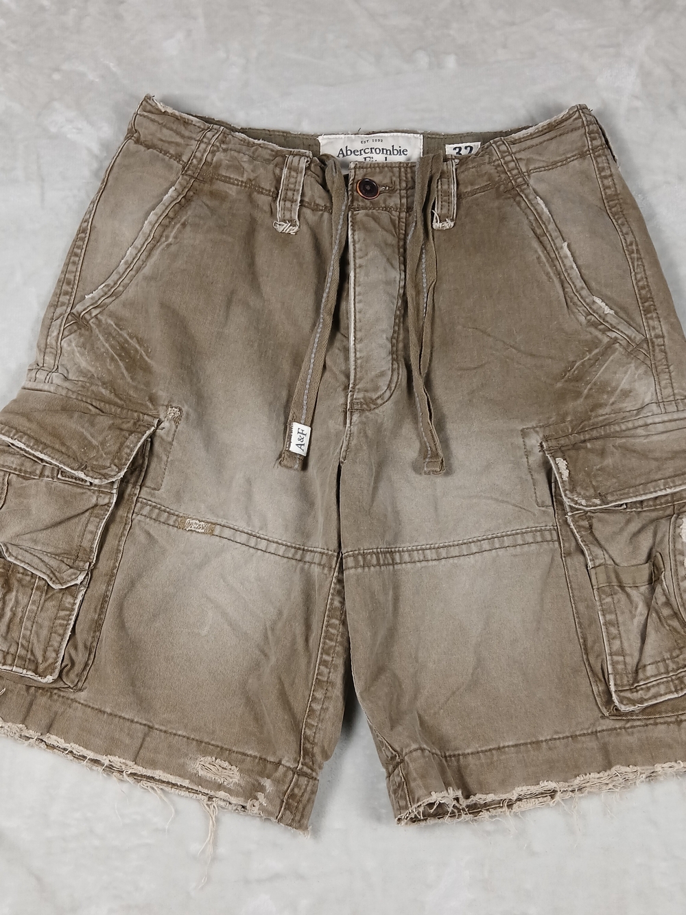 Y2K Abercrombie & Fitch Cargo Shorts 32 Baggy Heavyweight Distressed VTG